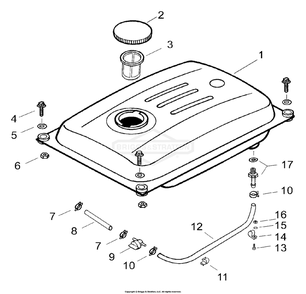 Tank Fuel Metal Diagram and Parts List for 1957-0  Briggs and Stratton Generator